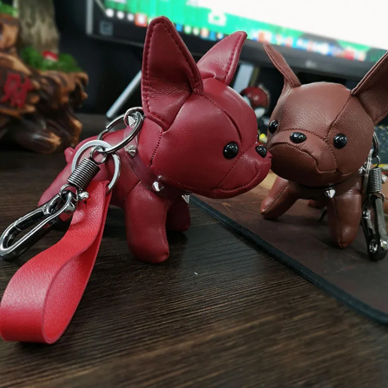 Новый брелок с бульдогом из искусственной кожи животным собакой держатель сумка