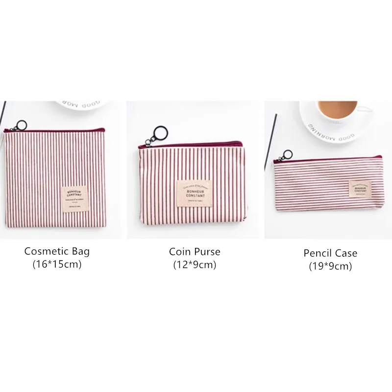 Striped-Red Женская Портативная сумка для хранения косметики, дорожная Большая вместительная косметическая сумка парусина, красивая портативная косметичка, сумка-карандаш - Цвет: Striped-Red
