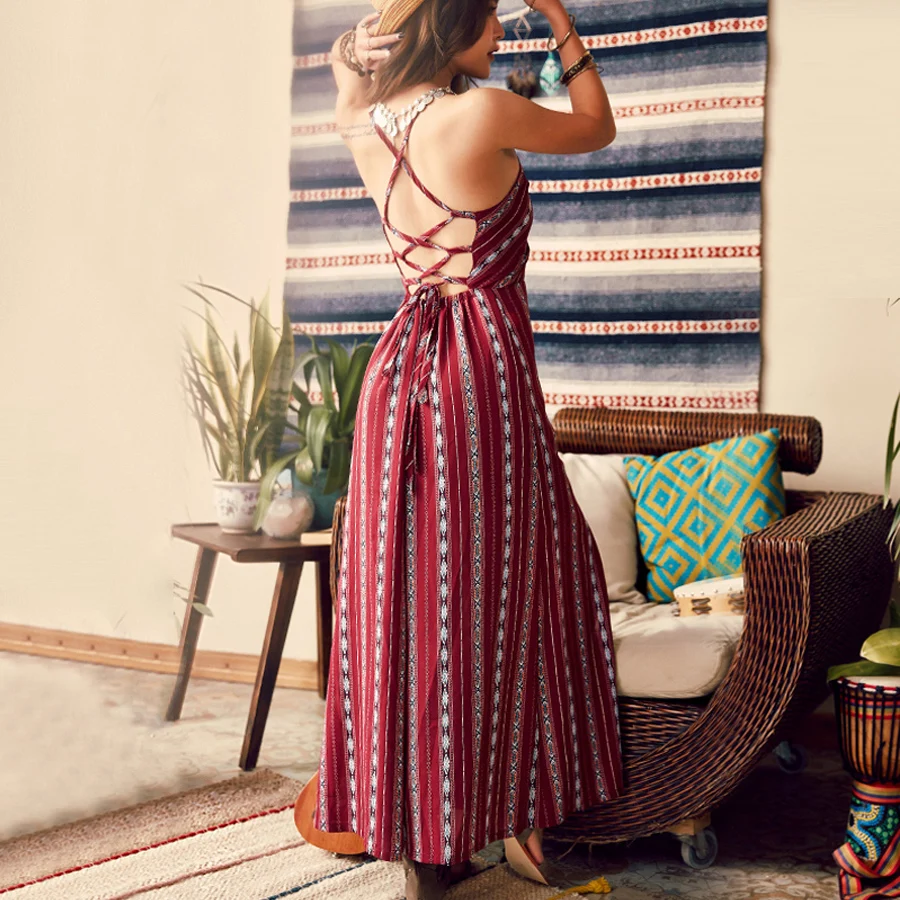 Красное вино летние платья 2017 сексуальное с открытой спиной бесшовное v образным