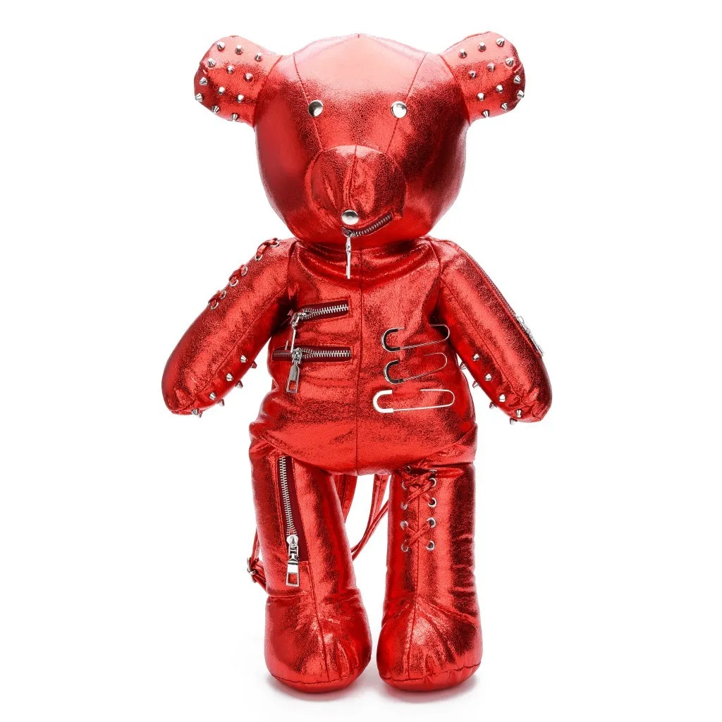 gules IPinee модная дорожная сумка с большим медведем из искусственной кожи, школьные сумки с заклепками, дизайнерские рюкзаки для девочек-подростков, подарки - Цвет: gules