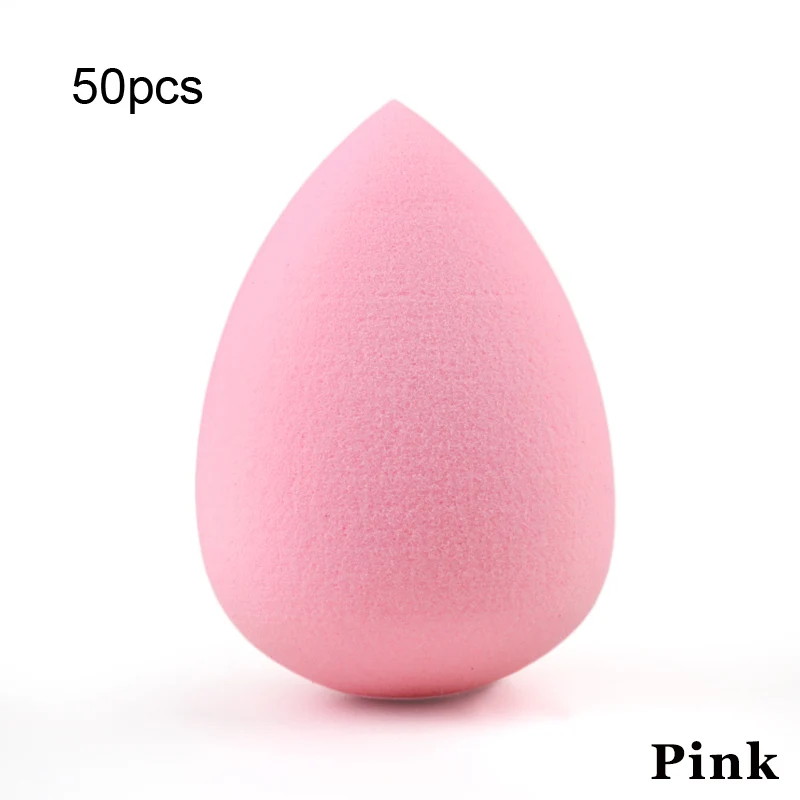 M Pink 50pcs Средний макияж губка серьги в форме капли воды, основы под макияж, буфами на рукавах корректор порошок гладкой Красота косметический спонж для макияжа инструмент - Цвет: M Pink 50pcs