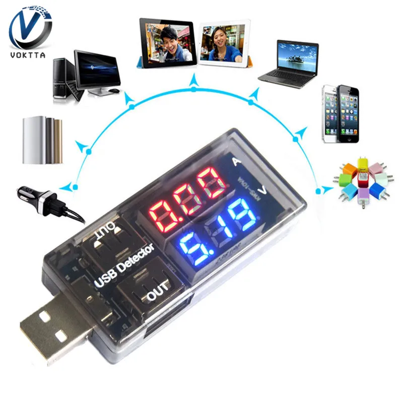 Зарядный детектор напряжения двойной USB тестер вольтметр амперметр зарядное