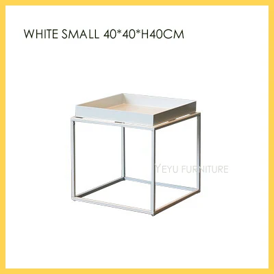 40X40X40cm WHITE Минималистический современный дизайн Металлический Стальной чердак лоток боковой стол, модный чердак металла гостиной небольшой боковой Диванный лоток угловой стол 1 шт - Цвет: 40X40X40cm WHITE