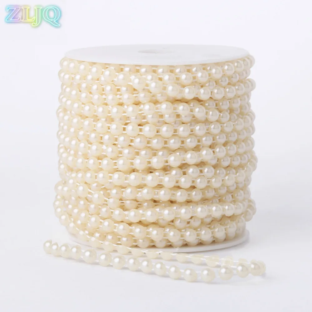 ZLJQ 25m Wedding Pearl Roll Garland 6mm Beads DIY Flowers Birthday Party Decoration Christmas Festival Event Supplies Gift 7D | Дом и сад