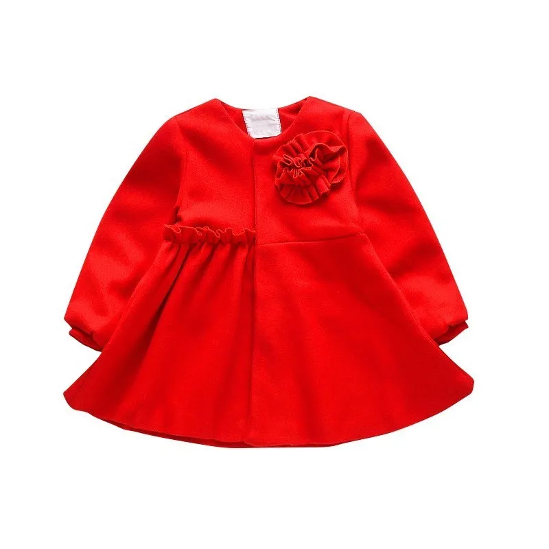 Appliques Flowers Autumn Winter Little Girls Coats Dress Thick Teenage Jackets 10 12 Years Red Blue Children Clothing | Детская одежда