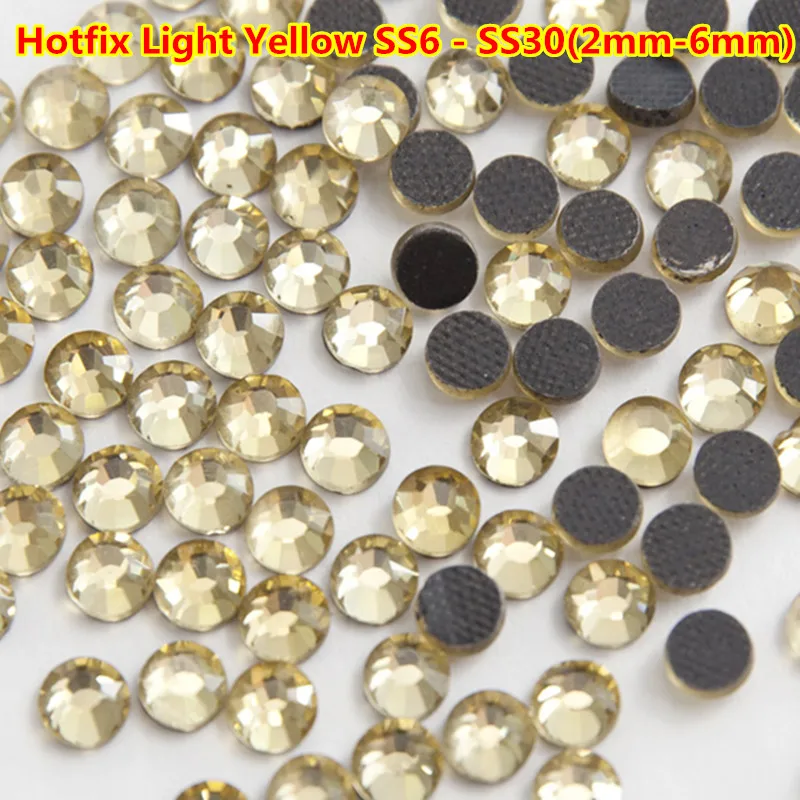 1440 шт./пакет желтые стразы горячей фиксации для рукоделия с плоским основанием
