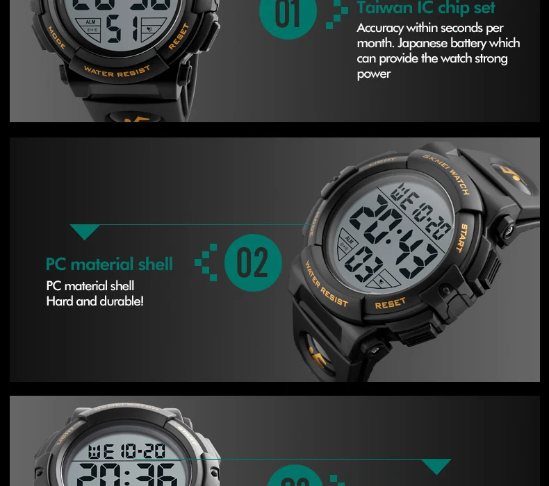 SKMEI Chrono Мужские часы Топ люксовый бренд спортивные часы электронные цифровые мужские наручные часы мужские 50 м водонепроницаемые мужские часы 1258