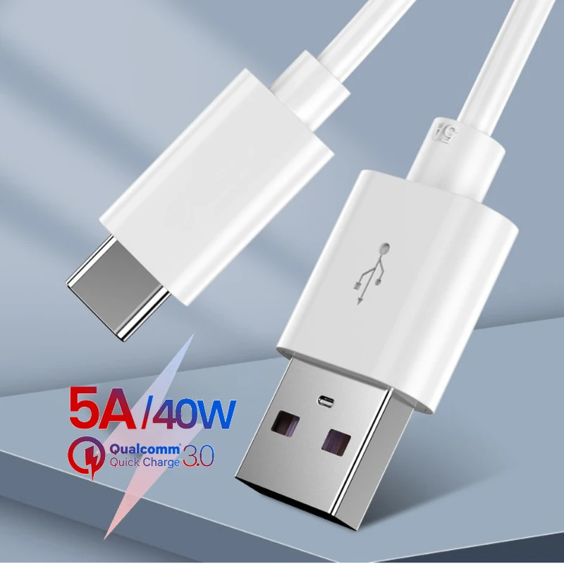 USB Type C 5A 1 м кабель для Huawei Super Charge QC3.0 Быстрая зарядка VOOC flash charger шнур Samsung Xiaomi