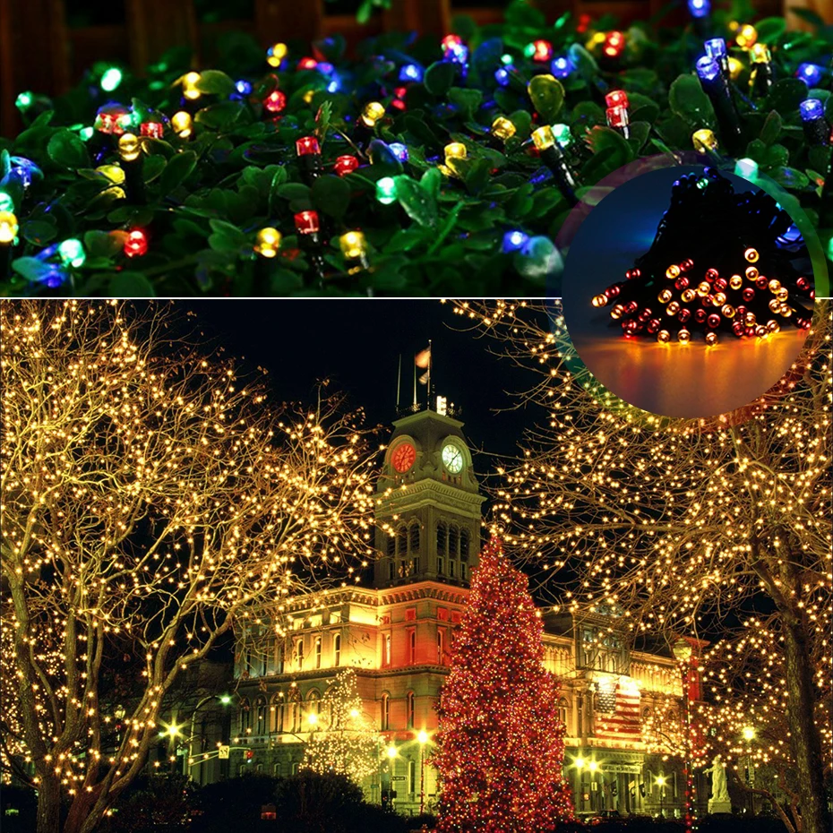 

Solar LED String Lights Christmas Fairy Lights Garland Solar Lamp Outdoor For Wedding/Party/Garden Decoration RGB Warm White