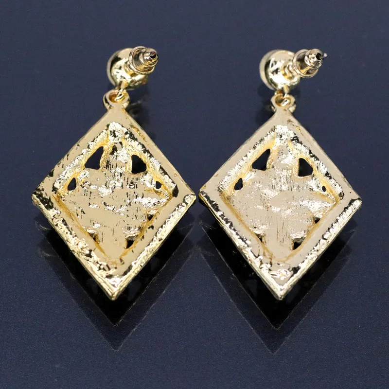 HanCheng новые модные роскошные Винтажные серьги-подвески в виде ромба из