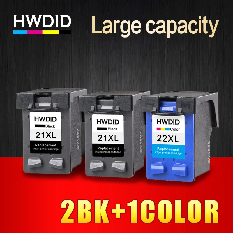 Сменный чернильный картридж HWDID 2BK1COL 21XL 22XL для HP 21 и 22 Deskjet 3915 1530 1320 F2100 F2280 F4180|ink