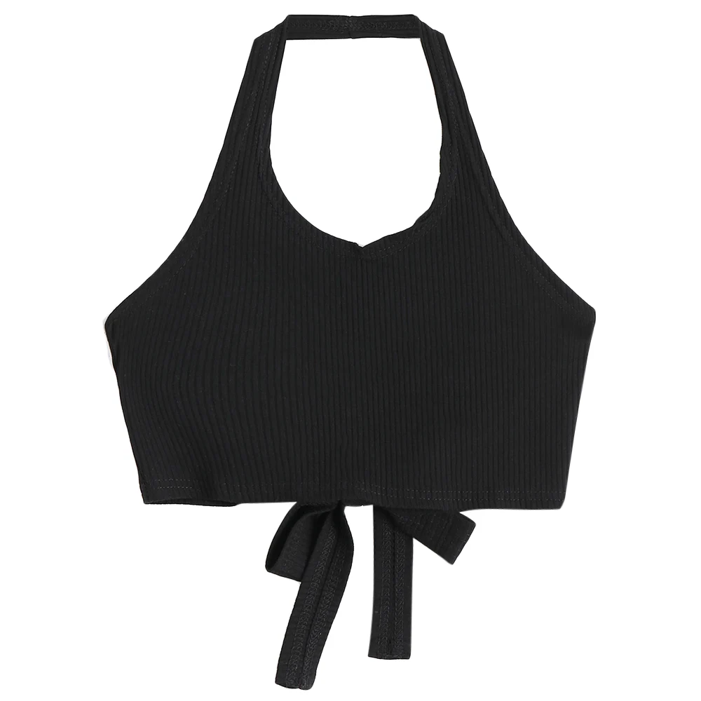 ZAFUL Перекрестный Холтер ребристый укороченный топ 2018 Summer Vest Girl Tops Повседневная