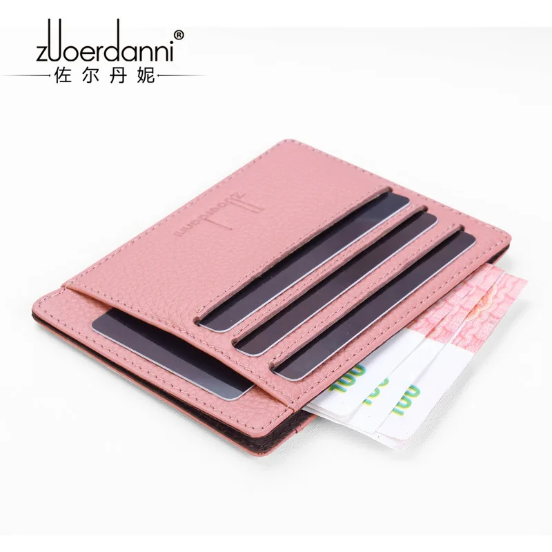 Мини держатель для карт из натуральной кожи тонкий кошелек с отделением