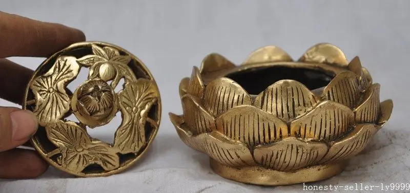 

Горелка для благовоний Mark Китайский буддизм медный, латунь, лотос, Статуэтка-курильница, металлические украшения ручной работы