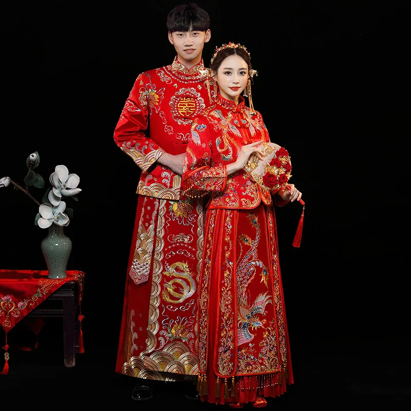 Chinese traditional Bride clothing pratensis style wedding dress female ...