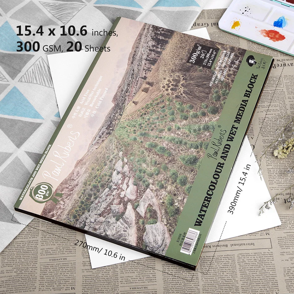 Paul Rubens 300GSM акварельный бумажный блок 50% хлопок тряпичный художественный качественный кислотный свободный холодный прессованный бумажный коврик