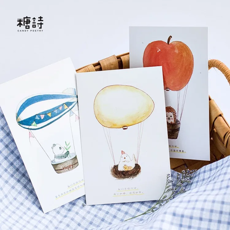 30 Шт./упак. воздушном шаре путешествия Открытка Письмо Конверт Подарочные Карты