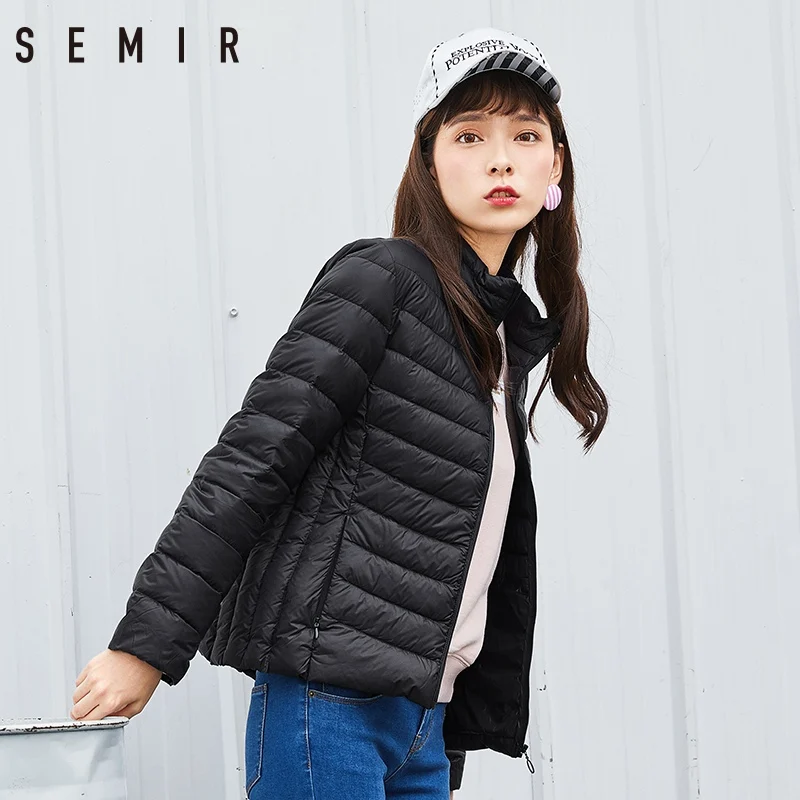 Semir бренд 2019 Новый женский 90% белый пуховик сверхлегкий на утином пуху