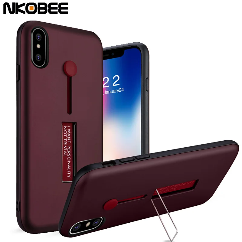 NKOBEE Phone Case For iPhone X Cover With Finger Ring Holder Hard PC Apple 10 Stand |