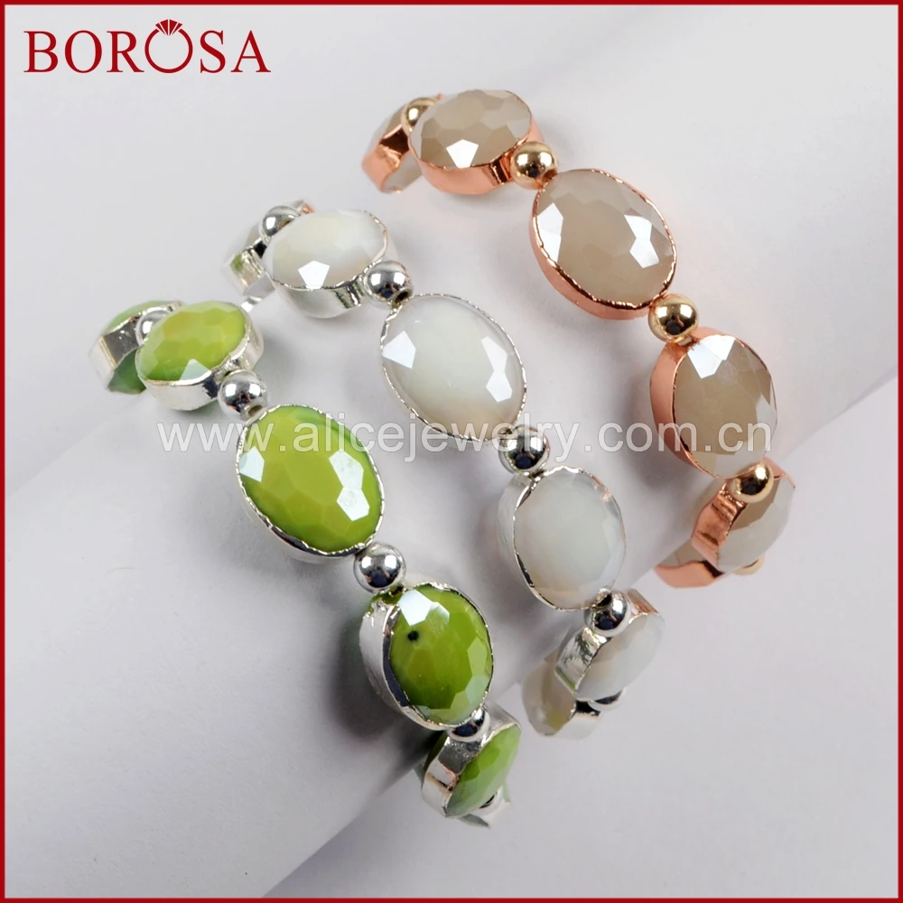 BOROSA 5/10 шт. 6 5 дюймов овальные многообразные Камни посеребренные браслеты