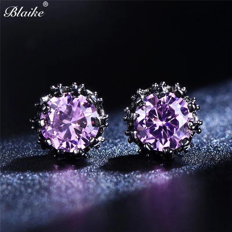 Blaike Boutique маленькие розовые/фиолетовые циркониевые серьги гвоздики для женщин в