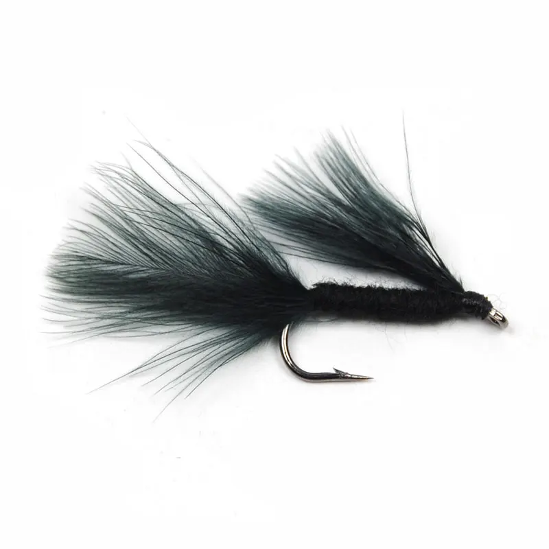 

ICERIO 12PCS Black Buggers Streamer Trout Fly Fishing Lures #6