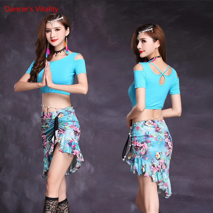 Костюм из модала для взрослых танца живота с короткой юбкой и принтом костюм