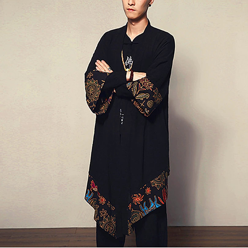 

Chinese style men's national style ancient costume large-code floral man Cape Trench coat jacket Men's coat