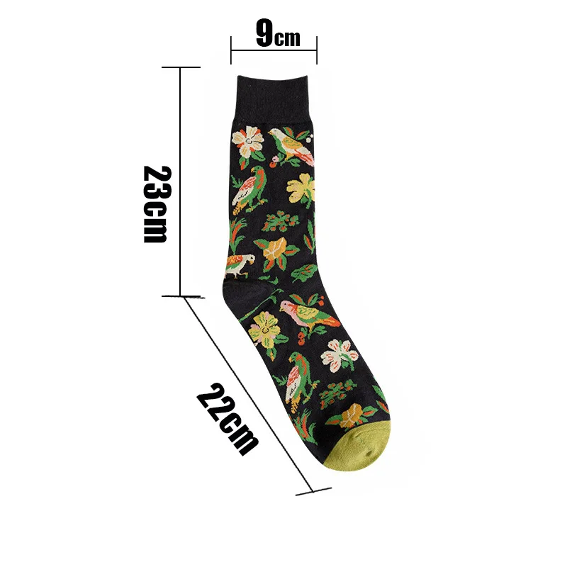 

6 Colors Women Happy Socks High Quality Combed Cotton bird/tulip/rainbow/lotus Animals Funny Casual Sock 1 Pairs