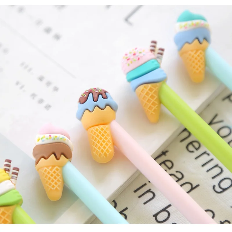 3pcs Cute Ice cream gel pen 0.5mm ballpoint Black color ink pens gift Stationery School Office supplies Material escolar DB742 | Канцтовары