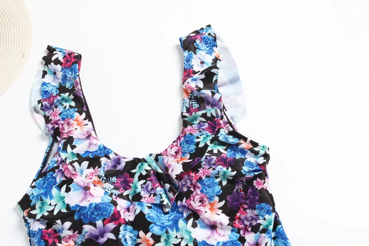 PLUS SIZE ONE PIECE swimsuit ruffle swimwear women off shoulder monokini print maillot large sizes swimsuit ruffled swimwear
