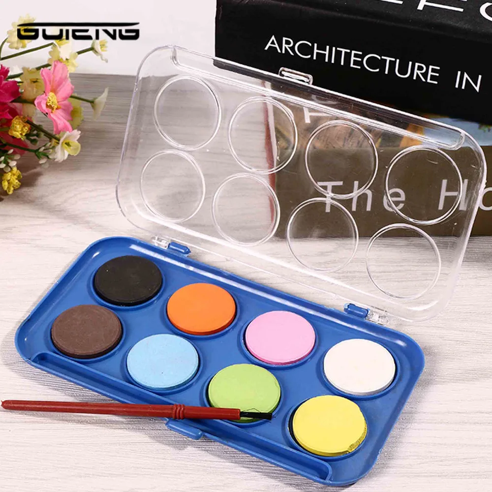 36 Colors Portable Travel Solid Pigment Watercolor Paints Set With Water Color Brush Pen For Painting Art Supplies