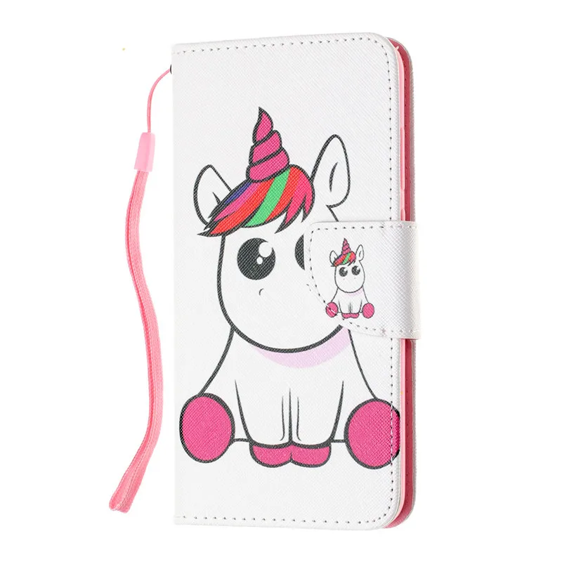 Y6 Prime кожаный чехол для Funda huawei Y6 Prime чехол для телефона чехол Единорог флип бумажник чехол для huawei Y6 Coque