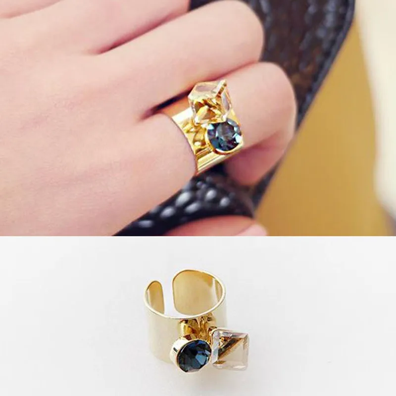 Модные кольца свободного размера для женщин Кристальные стразы преувеличенные