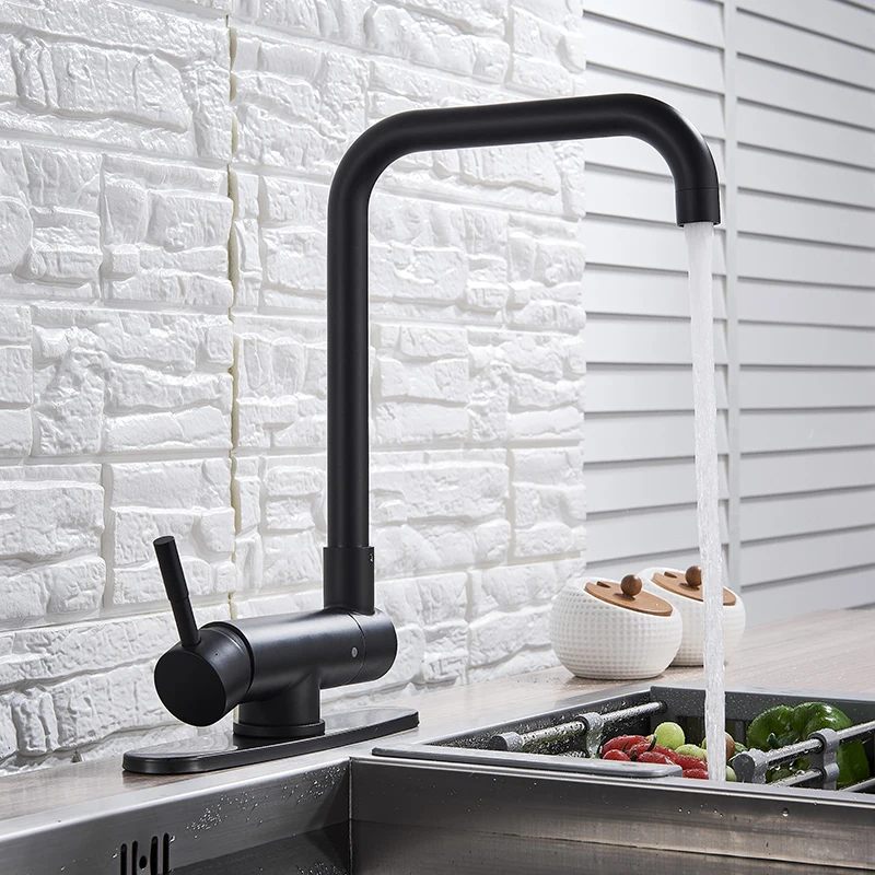 Brushed Gold /Black Kitchen Faucet Deck Kitchen Sinks Faucet High Arch 360 Degree Swivel Cold Hot Mixer Water Tap
