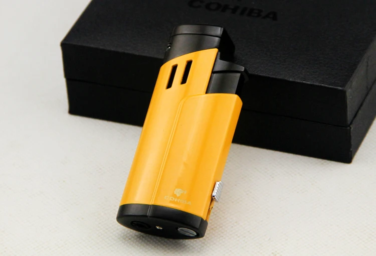 COHIBA зажигалка для сигарет металлическая ветрозащитная 3 факел реактивная