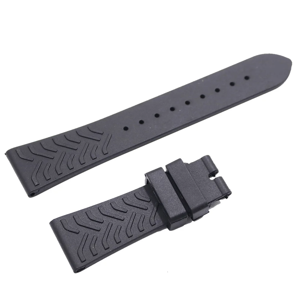 Rolamy 22mm Black Soft And Comfortable Waterproof Silicone Rubber Replacement Wrist Watch Band Strap without Clasp For Tudor
