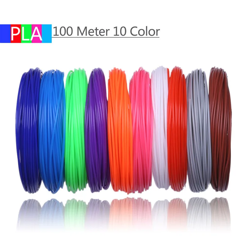 100 Meter 10 Color 10 цветов, 100 метров, нить для 3D принтера, PLA 1,75 мм, пластиковый материал для 3D ручки, игрушки для рисования и печати, подарки для детей - Цвет: 100 Meter 10 Color