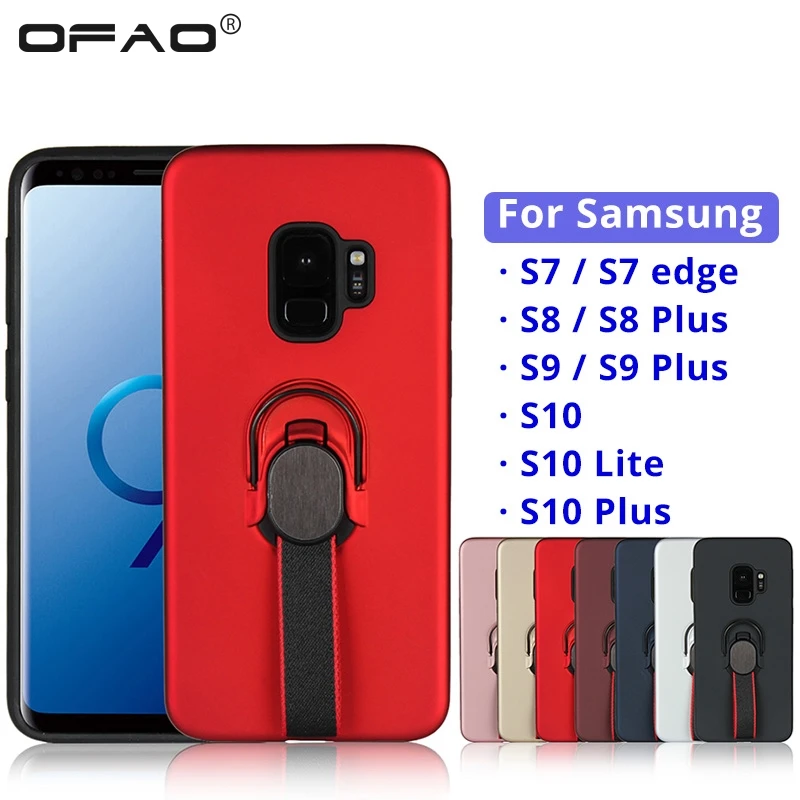For Samsung S7 edge S8 S9 S10 Plus Silicon Soft TPU PC Ring Ribbon Hoder Car Magneitc for Lite Cases Cover Fundas Capa Coque | Мобильные