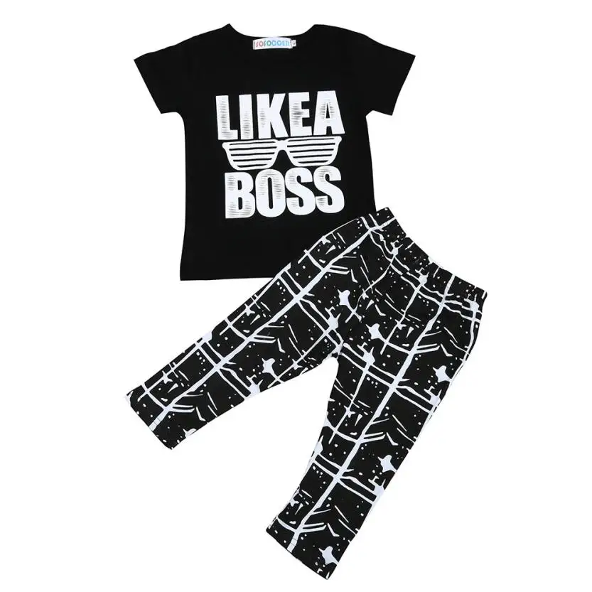 2PCS Toddler Kids Infant Baby Boy Letter T shirt Tops Pants Outfits Clothes Set Cute Brand new drop shipping August 8 | Детская одежда