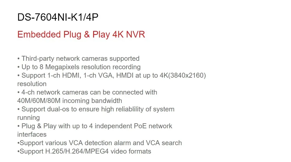Hikvision видеонаблюдения 4CH CCTV комплекты 4MP купольная сетевая ip-камера DS-2CD2143G0-I+ NVR DS-7604NI-K1/4 P 8MP разрешение P2P