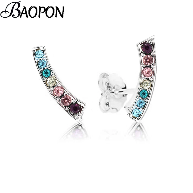 BAOPON Летние Стильные европейские серебряные цветные серьги ослепительные