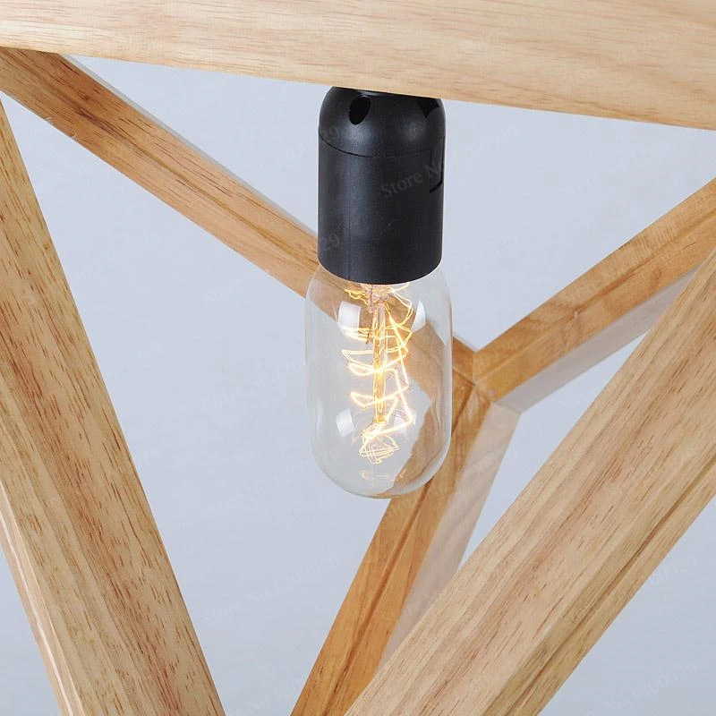 Modern Wood Pendant Lights E27 Vintage Light Lamps for Restaurant Bar Coffee Dining Room LED Hanging Fixtures | Освещение