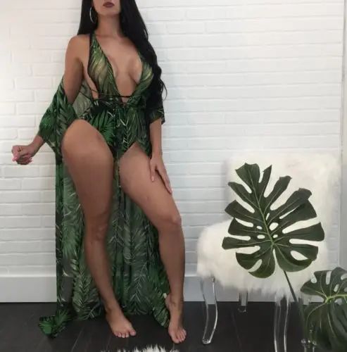 Женские Купальники монокини с принтом и накидка купальник из 2 предметов