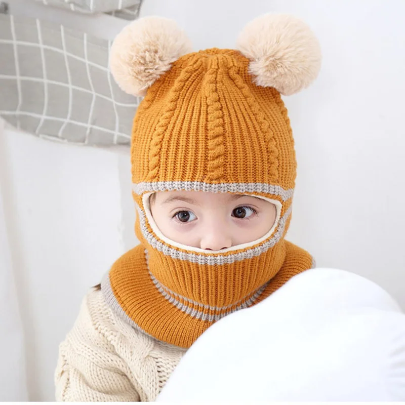 Детская шапка с ушками теплая для маленьких мальчиков и девочек модная Милая