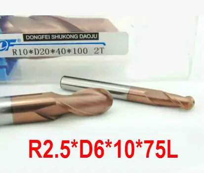

2F-R2.5*6*10*75,carbide Long end millsCarbide Square Flatted End Mill, flute,coating:NANO,Factory Outlet Length