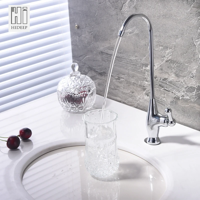 

HIDEEP Full Brass Deck Mounted Kitchen Faucet Straight Drinking Water Dish Single Cold Water Faucet Kitchen Faucet