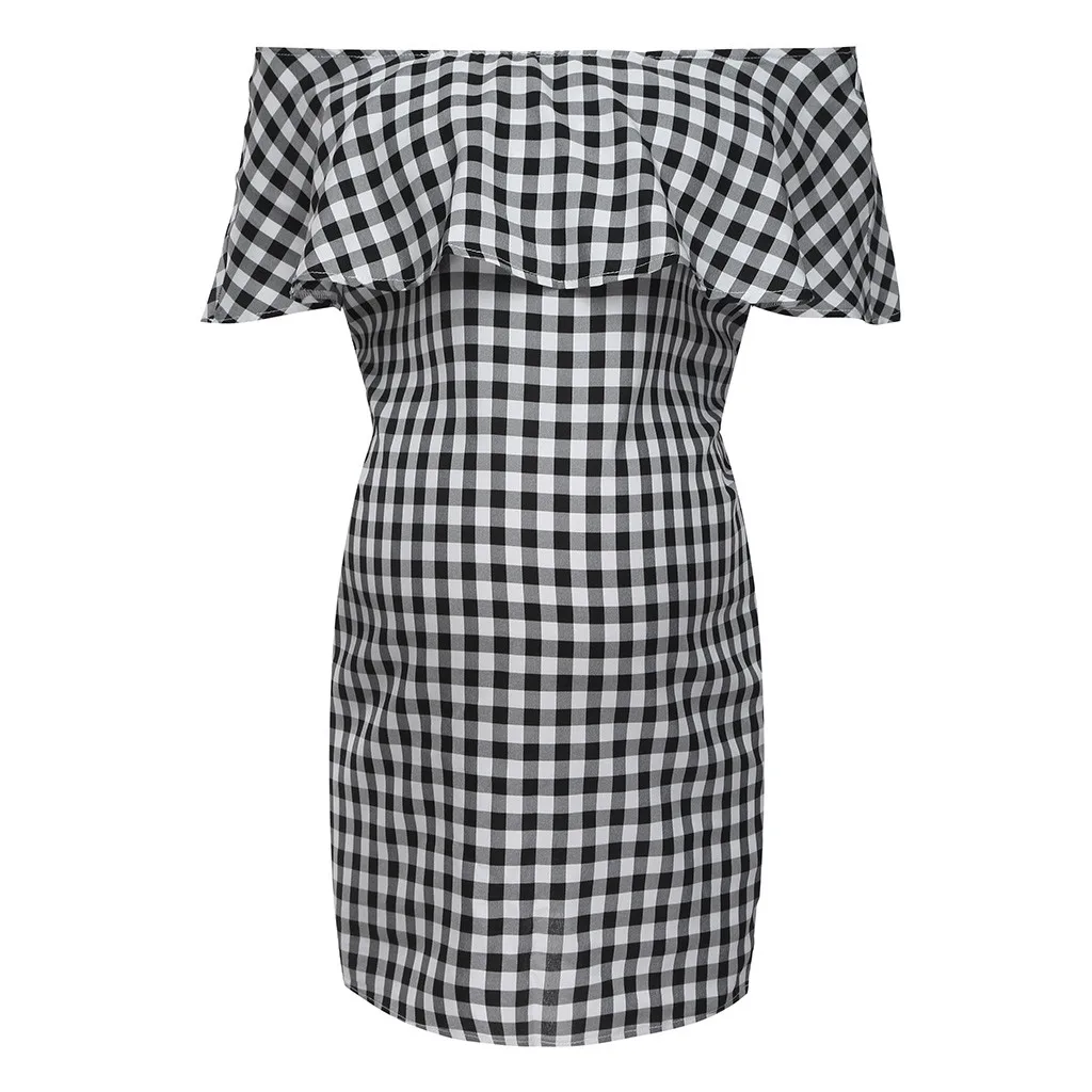 Для женщин рюшами с открытыми плечами плед печати средства ухода за кожей для