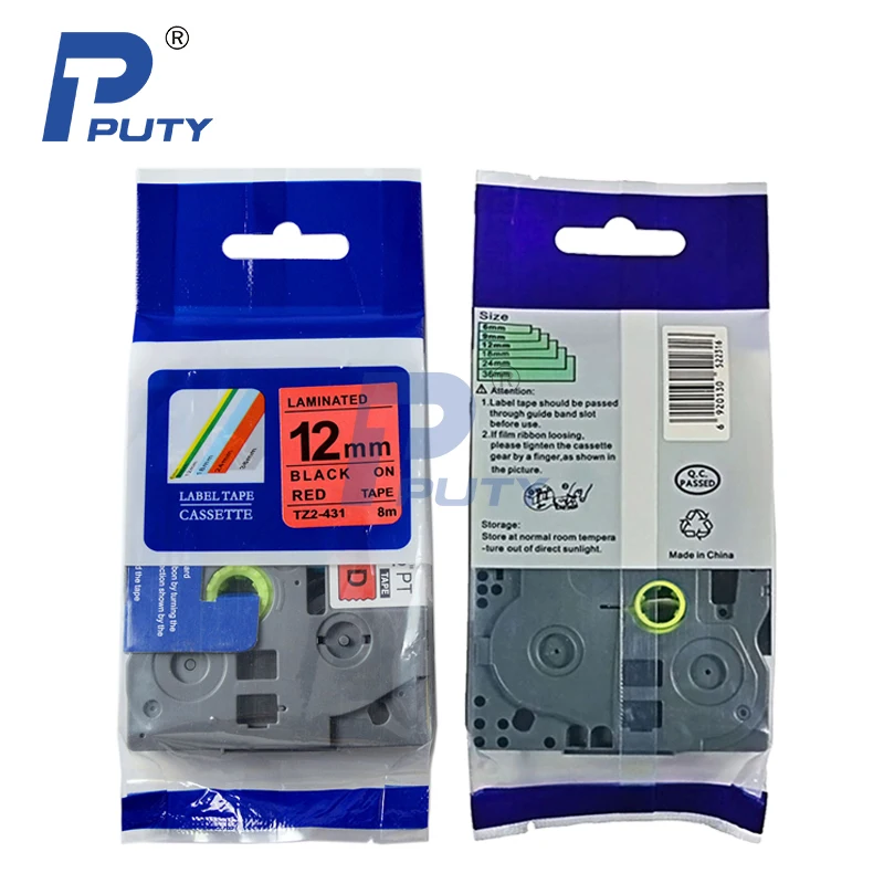 10 Pack 1/2 &quotTZ 431 TZe TZe431 черная на Красной ламинированная этикетка Кассетная