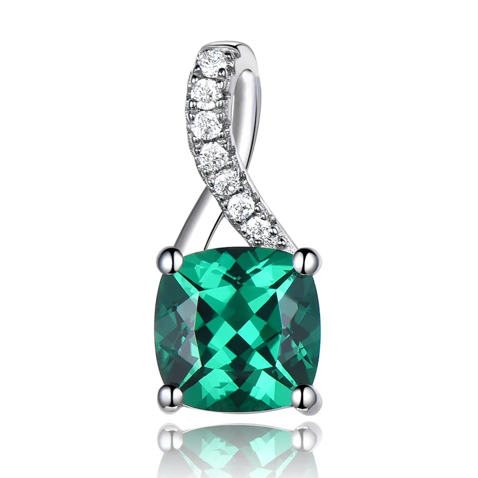 emerald UMCHO создан изумруд драгоценный камень подвески для женщин из натуральной 925 пробы серебряный шарм кулон ювелирные изделия не включает цепь - Цвет камня: emerald